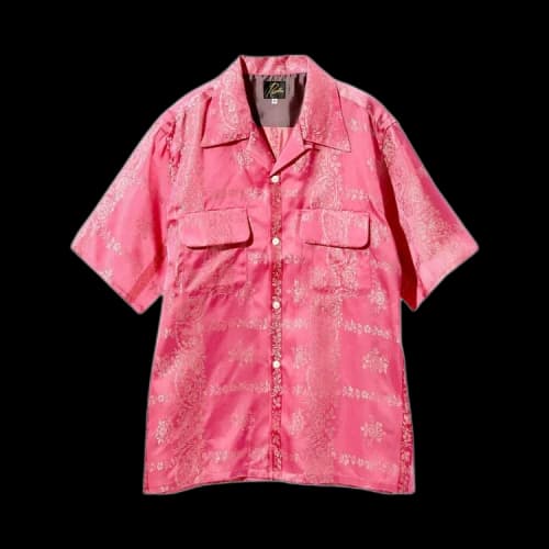 Needles Cupra Sateen Flower Short-Sleeve Classic Shirt 'Pink'