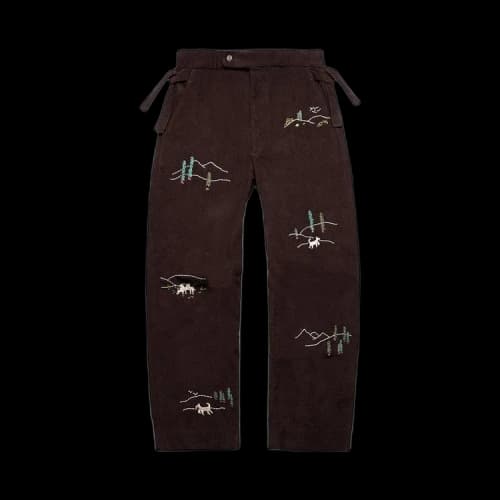 Bode Corduroy Lookout Embroidered Side Tie Trousers 'Brown'