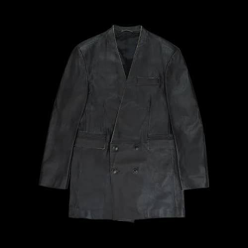 Martine Rose Leather Double Breasted Jacket 'Black'
