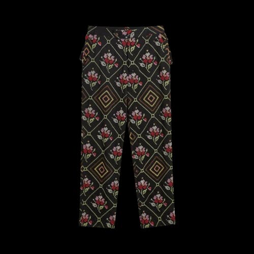 Bode Embroidered Needlepoint Begonia Trousers 'Black'