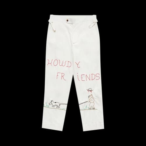 Bode Embroidered Cropped Pants 'White'