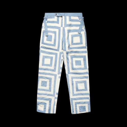 Bode White House Steps Quilt Pants 'Blue/Cream'