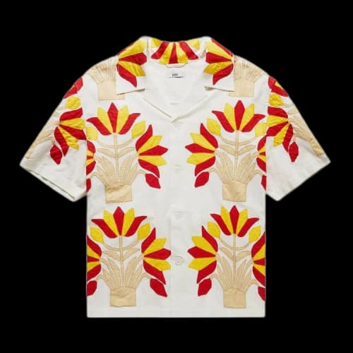 Bode Foliage Appliqué Short-Sleeve Shirt 'Brown/Multicolor'