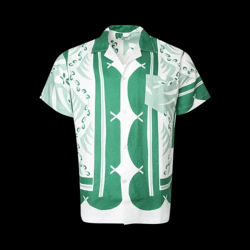 Bode Prairie Willow Short-Sleeve Shirt 'White/Green'