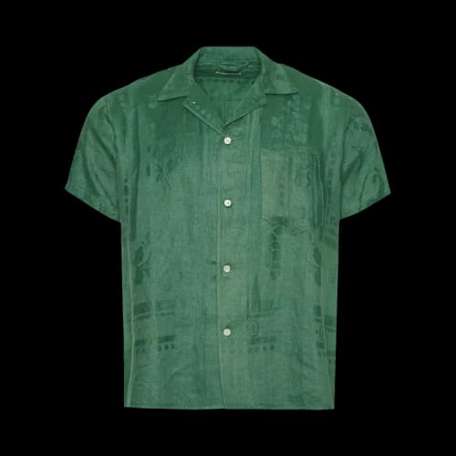 Bode One Of A Kind Damask Short-Sleeve Shirt 'Gooseberry'