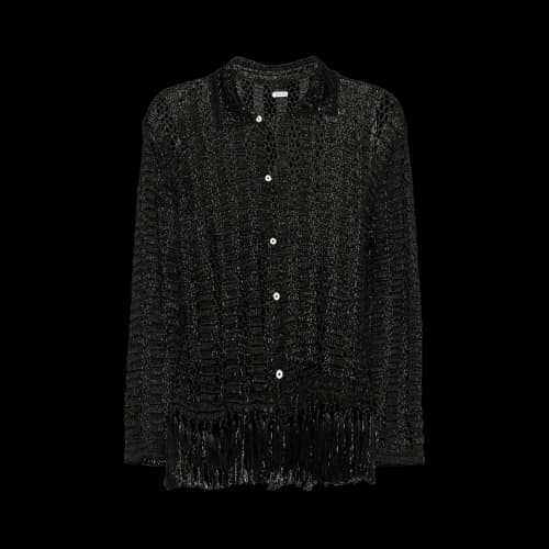 Bode Crochet Fringe Shirt 'Black'
