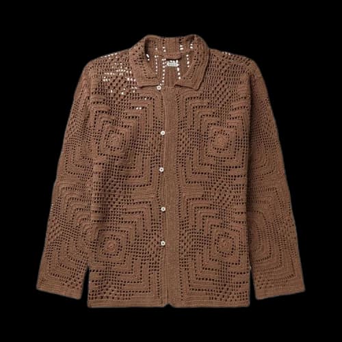 Bode Overdye Crochet Shirt 'Brown'
