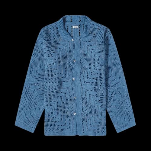 Bode Overdye Crochet Shirt 'Petrol'