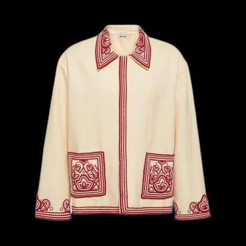Bode Beaded Flora Jacket 'Cream/Red'