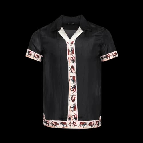 Bode Taureau Short-Sleeve Shirt 'Black'