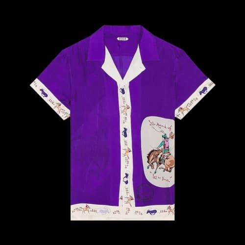Bode Round Up Short-Sleeve Shirt 'Violet'
