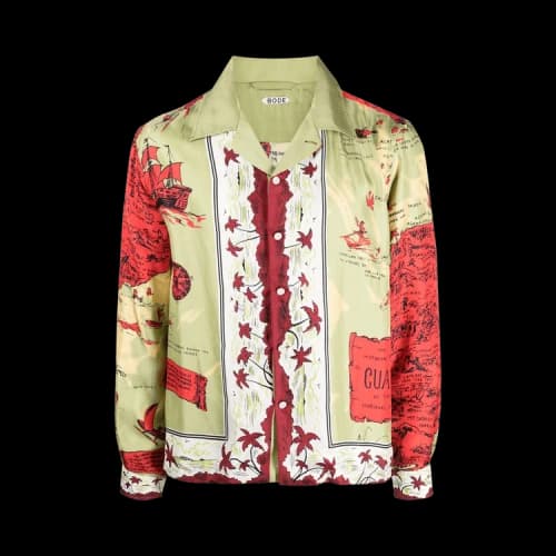 Bode Guam Long-Sleeve Shirt 'Green/Red'