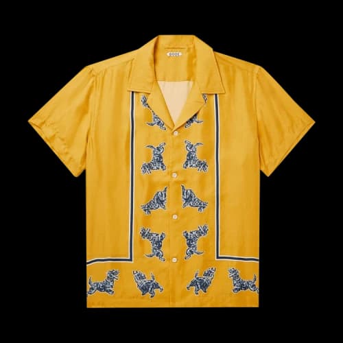 Bode Running Scottie Short-Sleeve Shirt 'Black/Yellow'