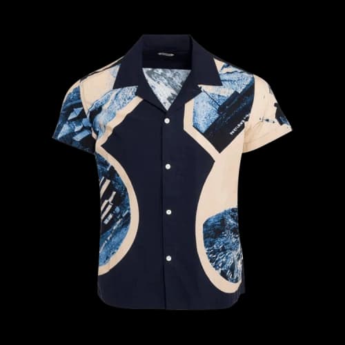Bode Goldfield Short-Sleeve Shirt 'White Blue'