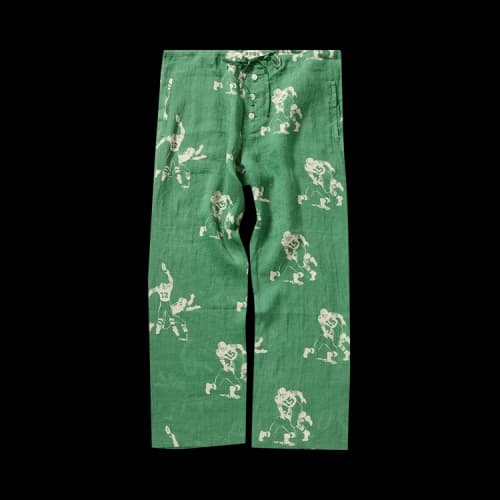 Bode Football Silhouette Pajama Pants 'Green/Cream'