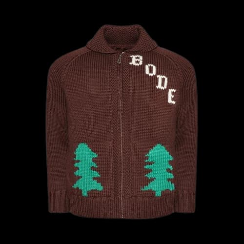 Bode Fir Motif Cardigan 'Brown'