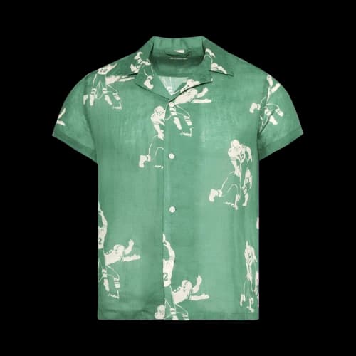 Bode Football Silhouette Short-Sleeve Shirt 'Green/Cream'