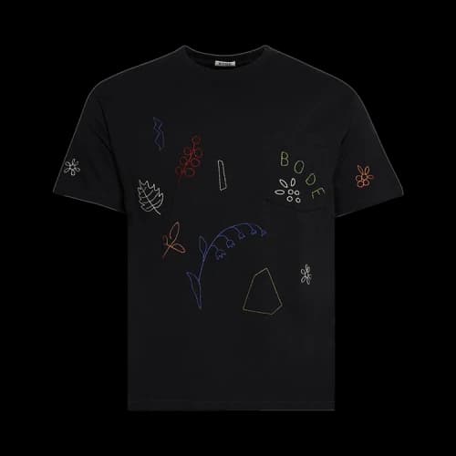 Bode Embroidered Field Guide Tee 'Black'