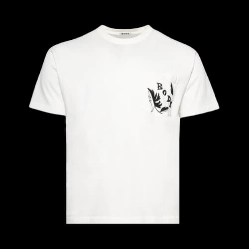 Bode Beaded Leaf Pocket Tee 'Cream'