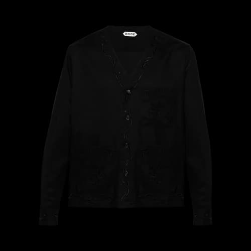 Bode Astor Trillium Long-Sleeve Shirt 'Black'