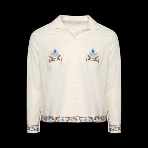 Bode Nouveau Vine Long Sleeve Shirt 'Cream'
