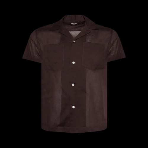 Bode Voile Short Sleeve Shirt 'Brown'