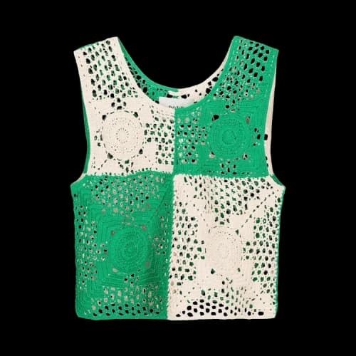 Bode Duotone Crochet Tank 'Green/Cream'