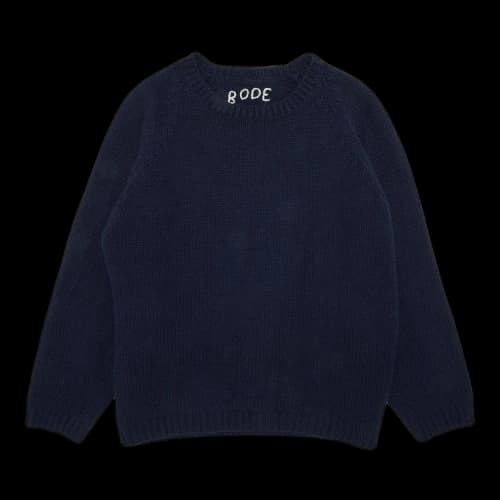 Bode Cashmere Crewneck Sweater 'Navy'