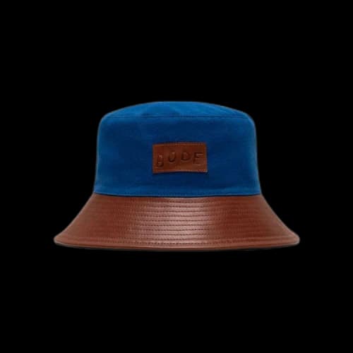 Bode Leather Brim Bucket Hat 'Tan Blue'