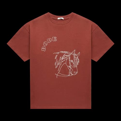 Bode Embroidered Pony Tee 'Brown'