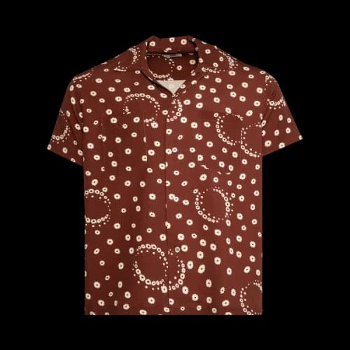 Bode Fleur D'Air Short-Sleeve Shirt 'Brown/White'