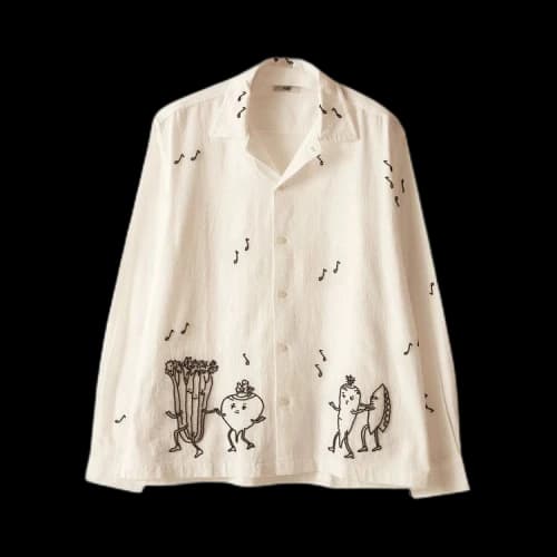 Bode Dancing Party Long-Sleeve Shirt 'White/Black'