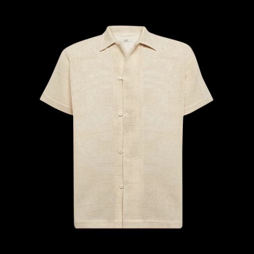 Bode Open Weave Short-Sleeve Shirt 'Ecru'