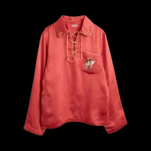 Bode Bronco Satin Shirt 'Red/Yellow'