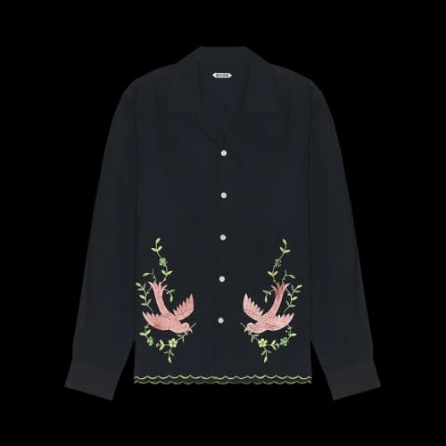 Bode Rosefinch Long-Sleeve Shirt 'Black'