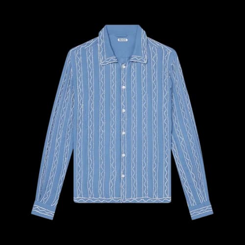 Bode Beaded Sea Stripe Shirt 'Blue'