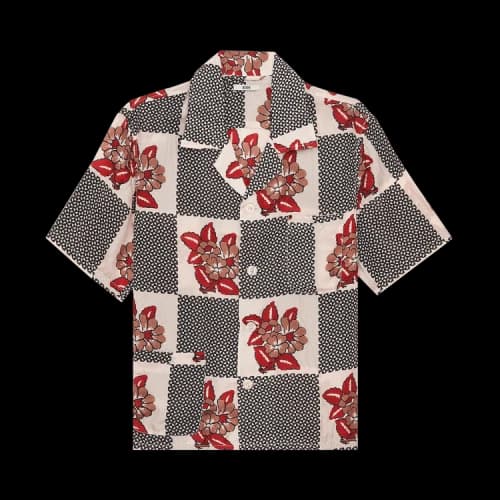 Bode Checker Bloom Short-Sleeve Shirt 'Black/Multicolor'
