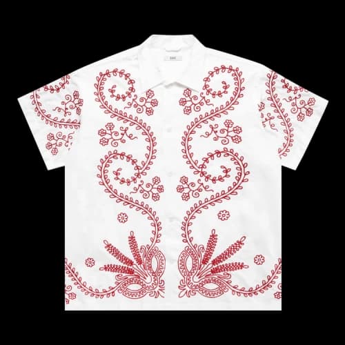 Bode Pilea Short-Sleeve Shirt 'Red/White'