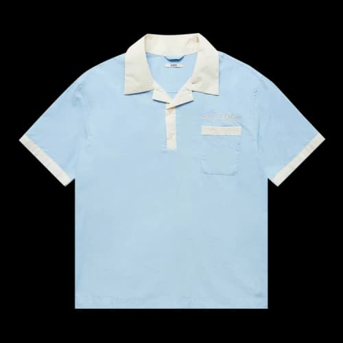 Bode Poetry Team Short-Sleeve Shirt 'Blue/Cream'