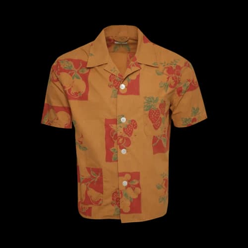 Bode Overdyed Tablecloth Short-Sleeve Shirt 'Tobacco'