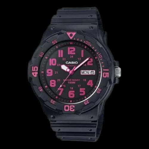 CASIO Quartz Movement Resin Watch Case Black Dial 100 Meter Waterproof Analog Mens