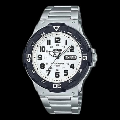 CASIO Waterproof Stainless Steel Strap Quartz Sports Mens Silver Analog