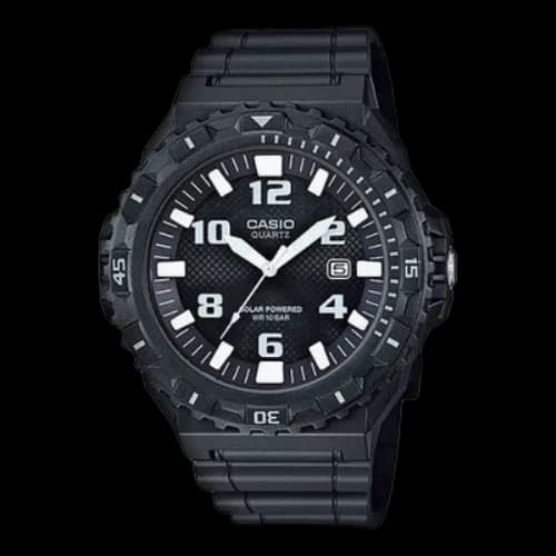 CASIO Quartz Movement Stainless Steel Case Dial 100 Meter Waterproof Watch Mens Black Analog