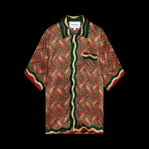 Casablanca Cuban Collar Short-Sleeve Shirt 'Burgundy Ping Pong Monogram'