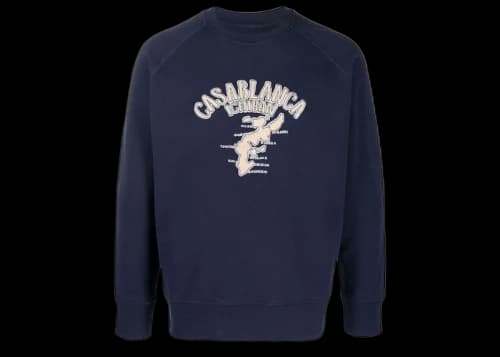 Casablanca Ichiban Map Crewneck Sweatshirt Navy Blue