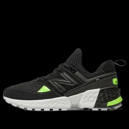 New Balance 574 Sport Suede Trainers Black/Green