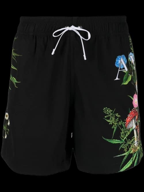 AMIRI Psychedelic Mushroom Swim Shorts Black