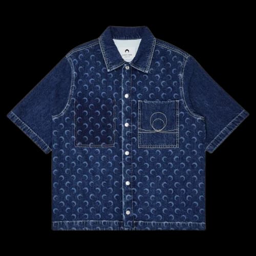 Marine Serre Deadstock Denim Workwear Shirt 'Blue'