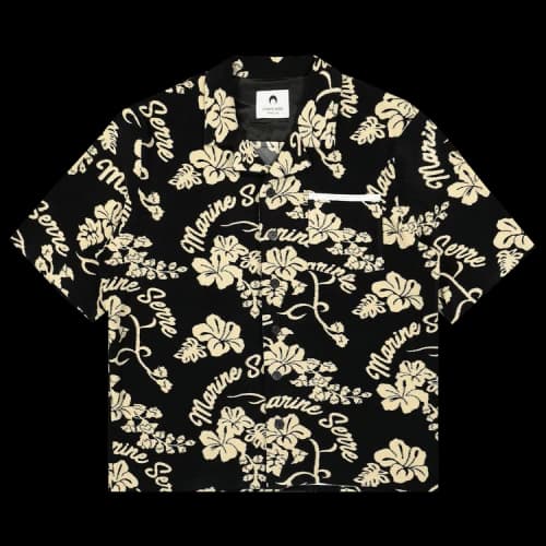 Marine Serre Jersey Jacquard Towels Bowling Shirt 'Black'
