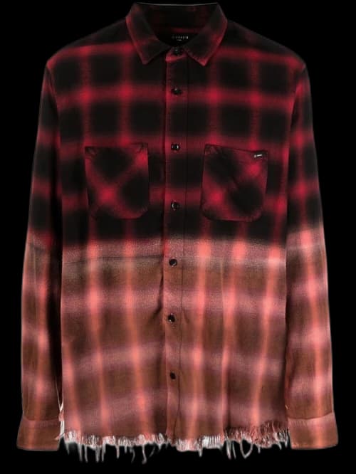 AMIRI Bleached Shadow Plaid Shirt Red